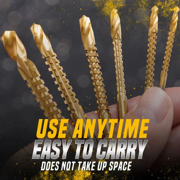 Carbon drill bits with titanium coating, made of high-strength steel (pack of 6)