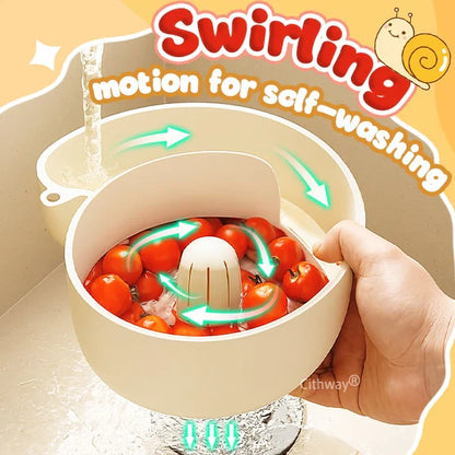 Auto-rinse Snail Rotating Fruit Strainer