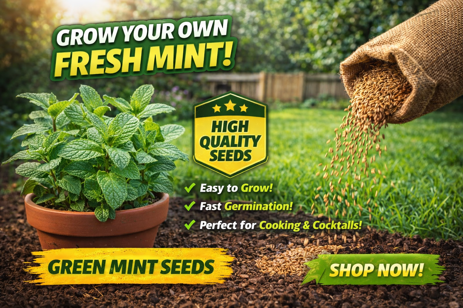 🌿 Mint Seeds – Fresh, Healthy & Easy to Grow | 🔥Buy 1 Get 1 Free🔥 Main image