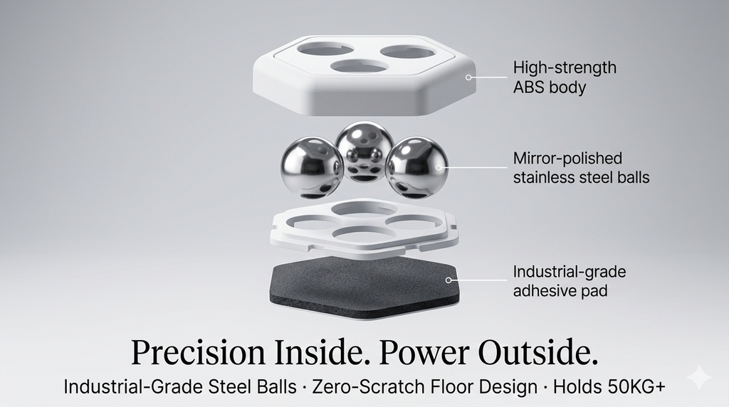 🔥 360° Swivel Triple Ball Casters Furniture Mobility Gods | Pack of 12