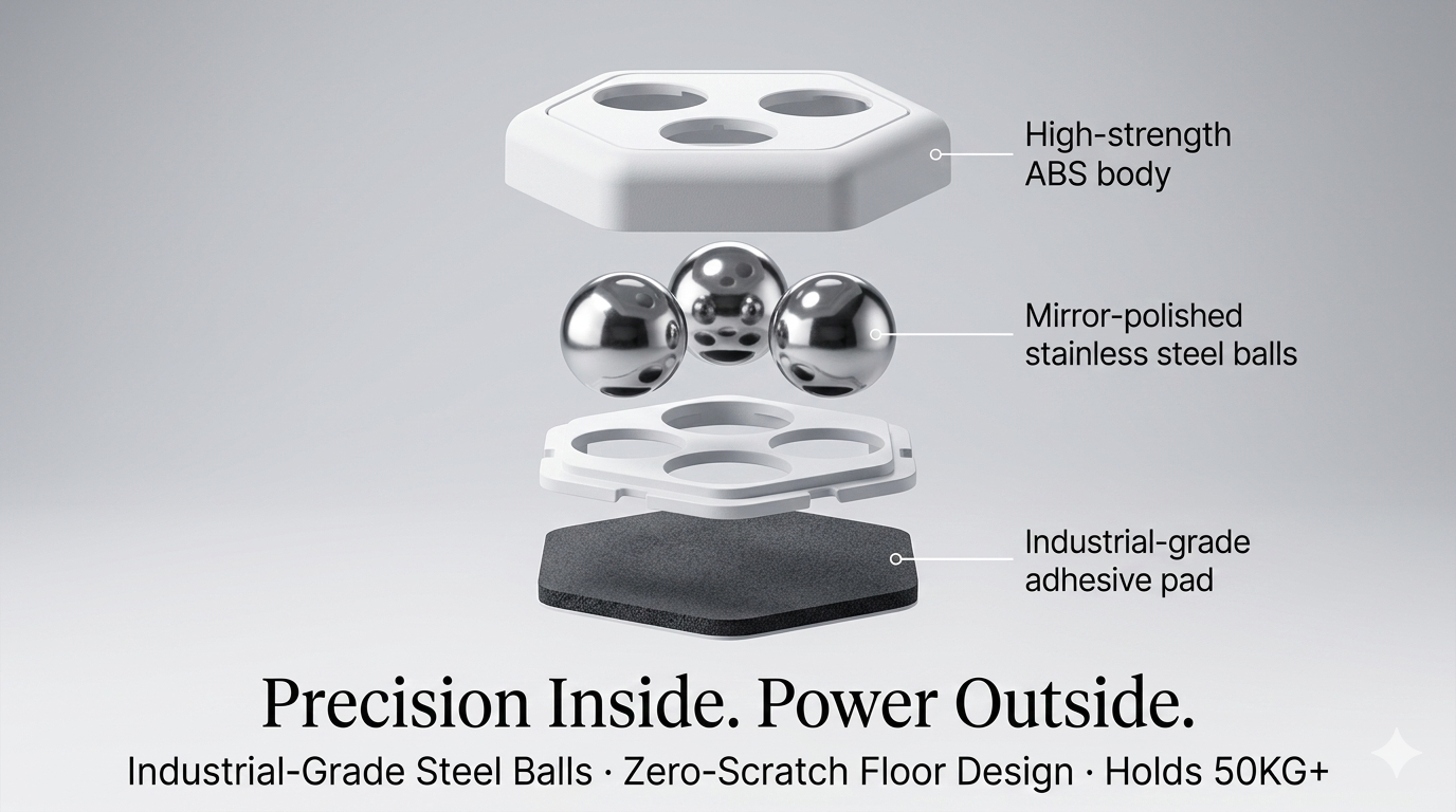 🔥 360° Swivel Triple Ball Casters Furniture Mobility Gods | Pack of 12