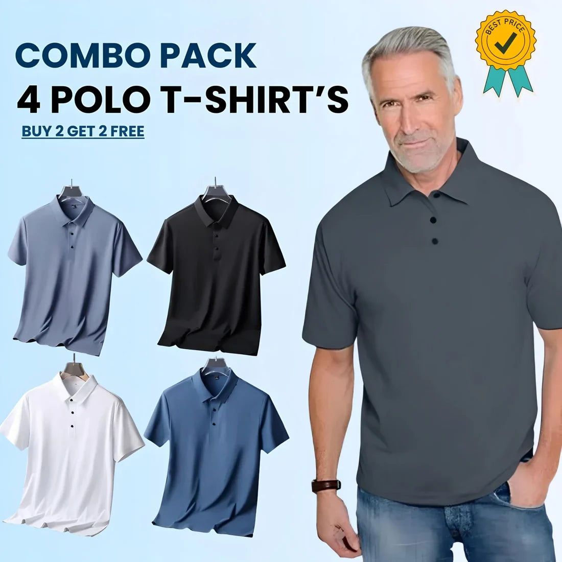 Mens Polo T-Shirt Pack Of 4 (Buy 1 GET 3 FREE🔥🔥) Secondary image