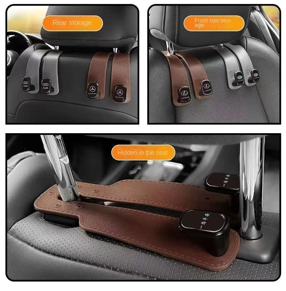 Car Seat Hook with Car Logo, Rear Seat Car Hook, Multifunctional Rear Seat Thickened Hanger for Car Interior