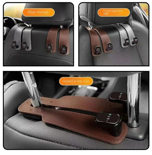 Car Seat Hook with Car Logo, Rear Seat Car Hook, Multifunctional Rear Seat Thickened Hanger for Car Interior