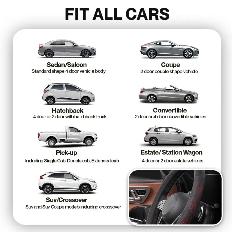 Gripex 2025 UltraGrip Breathable Leather Steering Wheel Cover | Anti-Slip, Universal Fit