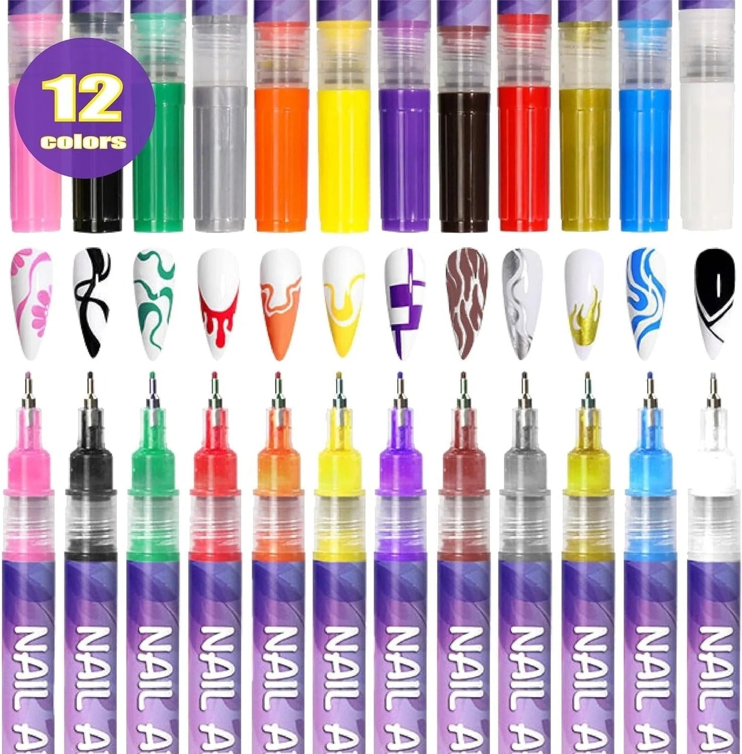 🎁HOT SALE 50% OFF⏳🎨12 Colors Nail Art Pens Set🔥
