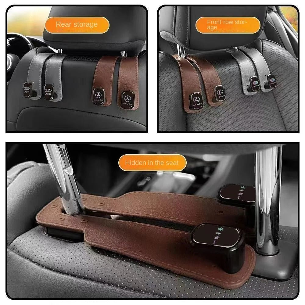 Car Seat Hook with Car Logo, Rear Seat Car Hook, Multifunctional Rear Seat Thickened Hanger for Car Interior